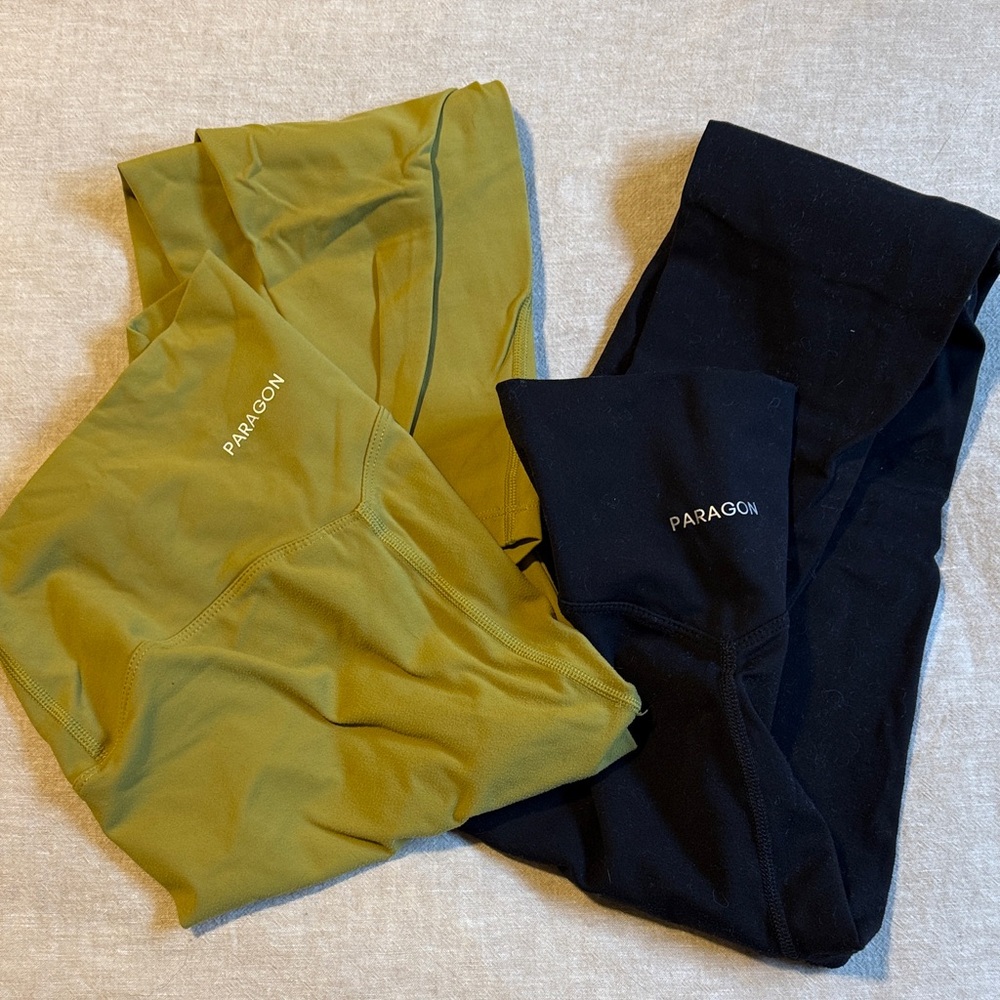 PARAGON Chartreuse/Olive Green and Black Leggings Set